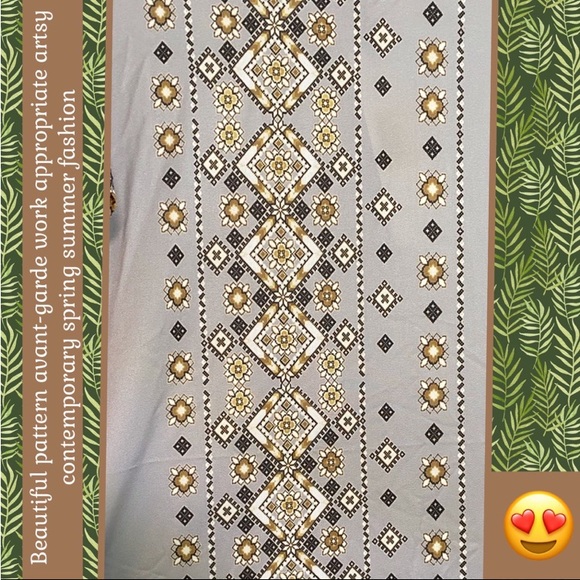 ARTSY NWT L LILY BY  FIRMIANA SLATE GRAY TUNIC W GEOMETRIC PATTERN - Picture 6 of 12